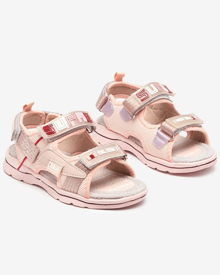 Discount Różowe dziecięce sandałki z naszywkami Netiks - Obuwie Dziewczęce