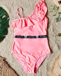 jednoczęściowy kostium kąpielowy damski z falbanką - Bielizna Stroje Kąpielowe