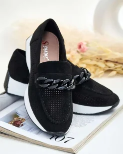 Ażurowe damskie mokasyny z łańcuszkiem Isolla Półbuty|Mokasyny Na Płaskiej Podeszwie