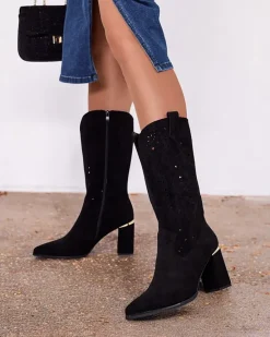 Online Ażurowe botki na słupku Evolle Botki Bez Ocieplenia|Botki Na Słupku