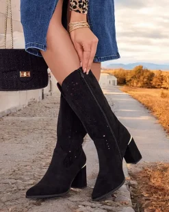 Online Ażurowe botki na słupku Evolle Botki Bez Ocieplenia|Botki Na Słupku