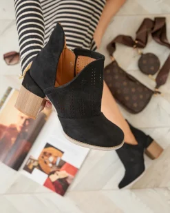 Best Ażurowe botki na słupku w kolorze m Revivela Botki Bez Ocieplenia|Botki Na Słupku