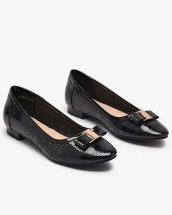 Ażurowe damskie czarne baleriny z kokardką Rumac Baleriny Klasyczne
