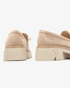 Clearance Ażurowe jasnobrązowe mokasyny damskie Peloga Półbuty|Mokasyny Na Płaskiej Podeszwie