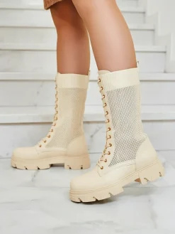 Clearance Ażurowe owe damskie botki sznurowane Buhomias Workery|Botki Bez Ocieplenia