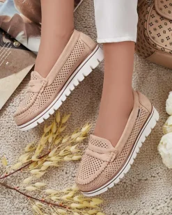 Outlet Ażurowe mokasyny damskie Leteller Półbuty|Espadryle Płaskie