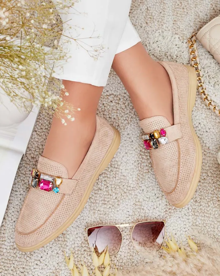 Clearance Ażurowe mokasyny damskie Mettele Półbuty|Mokasyny Na Płaskiej Podeszwie