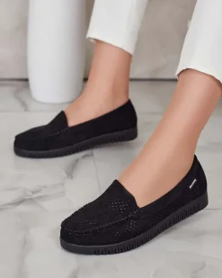 Ażurowe mokasyny damskie Nafis Półbuty|Mokasyny Na Płaskiej Podeszwie