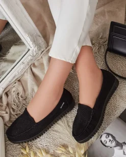 Ażurowe mokasyny damskie Nafis Półbuty|Mokasyny Na Płaskiej Podeszwie