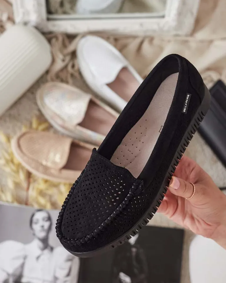 Ażurowe mokasyny damskie Nafis Półbuty|Mokasyny Na Płaskiej Podeszwie