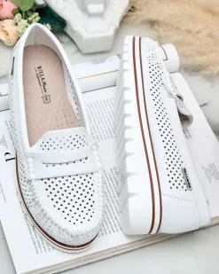 Sale Ażurowe mokasyny damskie Leteller Półbuty|Mokasyny Na Płaskiej Podeszwie