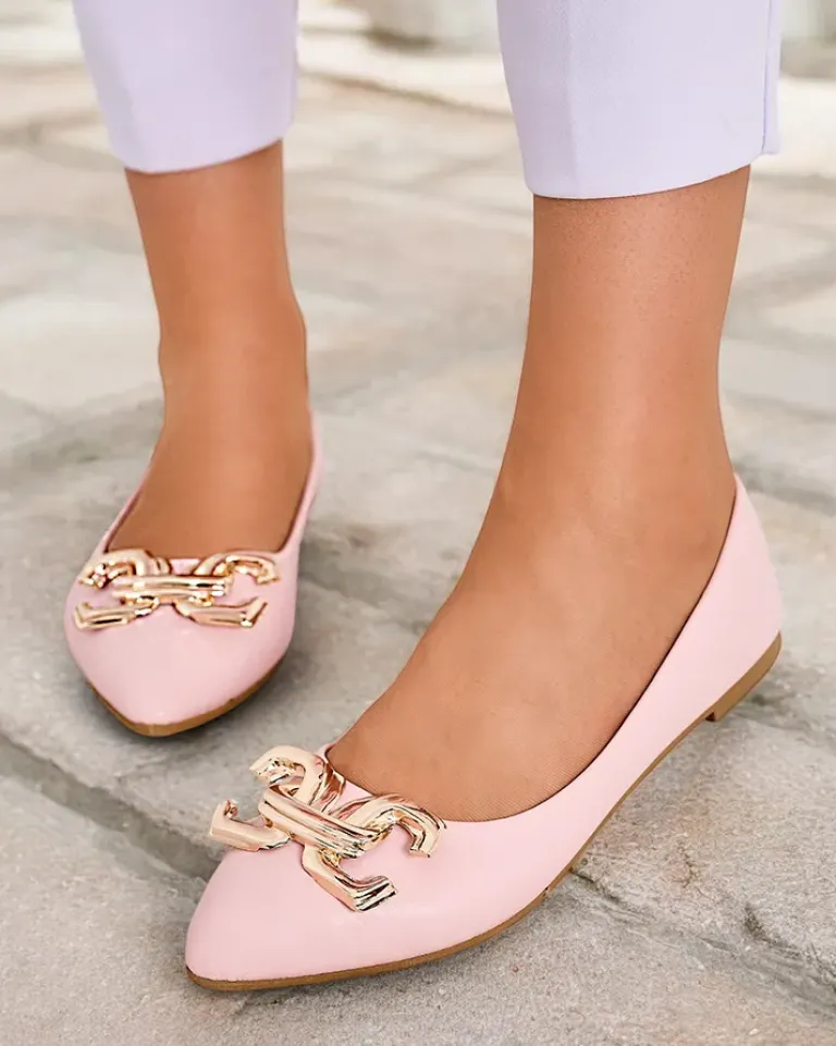 Sale Baleriny damskie w szpic z ozdobą na nosku Figgda Baleriny Klasyczne