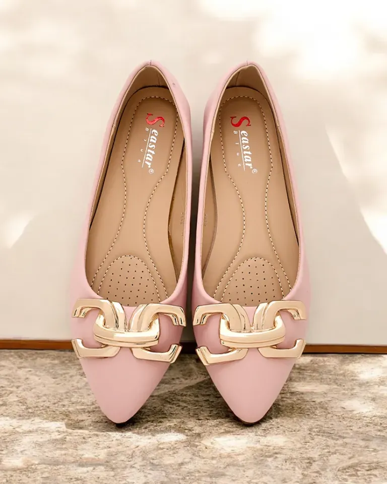 Sale Baleriny damskie w szpic z ozdobą na nosku Figgda Baleriny Klasyczne