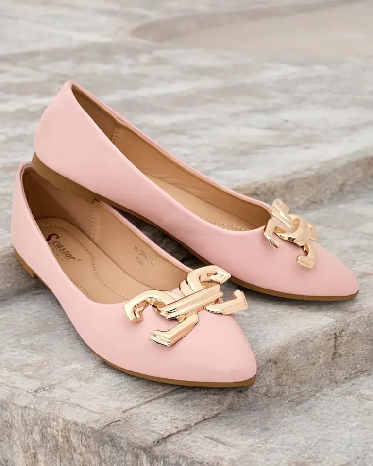 Sale Baleriny damskie w szpic z ozdobą na nosku Figgda Baleriny Klasyczne