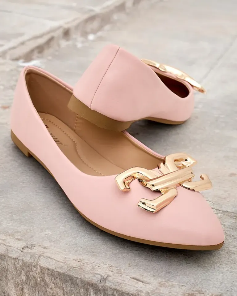 Sale Baleriny damskie w szpic z ozdobą na nosku Figgda Baleriny Klasyczne