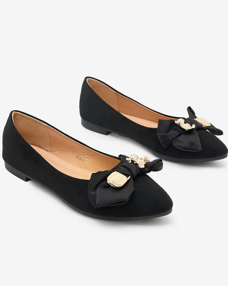 New Baleriny damskie w szpic z kokardką Retripo Buty Na Wielkie Wyjście|Baleriny Klasyczne