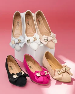 New Baleriny damskie w szpic z kokardką Retripo Buty Na Wielkie Wyjście|Baleriny Klasyczne