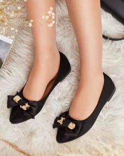 New Baleriny damskie w szpic z kokardką Retripo Buty Na Wielkie Wyjście|Baleriny Klasyczne