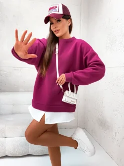 Online Bawełniana bluza damska z odpinanym dołem Bluzy