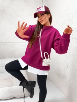 Online Bawełniana bluza damska z odpinanym dołem Bluzy