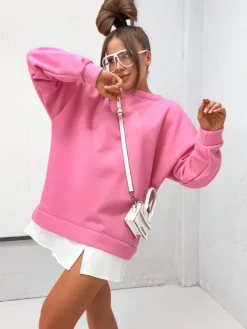 Clearance Bawełniana bluza damska z odpinanym dołem Bluzy