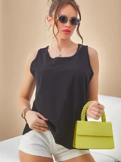 Best Bawełniana bluzka bokserka damska na ramiączkach z koronką na plecach Bluzki / Koszule / Koszulki