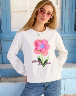 Bawełniana cienka bluza damska z printem Bluzy