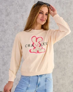 Bawełniana cienka bluza damska z printem Bluzy