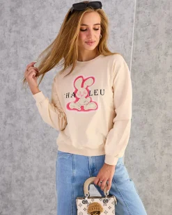 Bawełniana cienka bluza damska z printem Bluzy