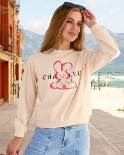 Bawełniana cienka bluza damska z printem Bluzy