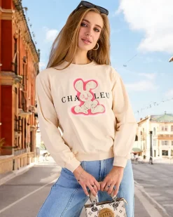 Bawełniana cienka bluza damska z printem Bluzy