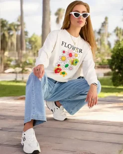 Sale Bawełniana cienka bluza damska z printem Bluzy