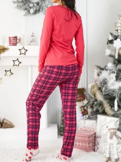 Best Bawełniana damska 2-częściowa piżama w kratkę Piżamy