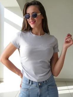 Best Bawełniana damska bluzka z napisem Bluzki / Koszule / Koszulki