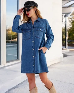 Best Bawełniana damska sukienka mini a'la jeansowa Sukienki Letnie|Sukienki Krótkie