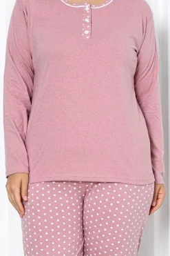 Bawełniana damska 2-częściowa piżama w kropki PLUS SIZE Piżamy