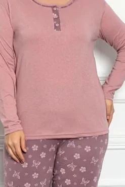 Discount Bawełniana damska 2-częściowa piżama w motyle PLUS SIZE Piżamy