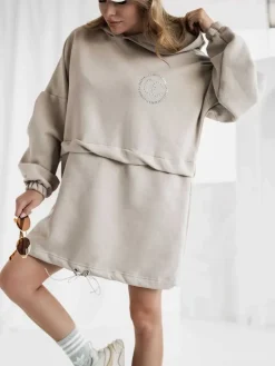 Clearance Bawełniana damska sukienka mini typu bluza Bluzy