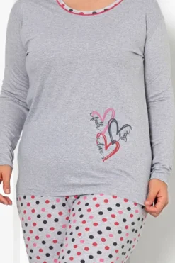 Clearance Bawełniana damska 2-częściowa piżama w kropki PLUS SIZE Piżamy