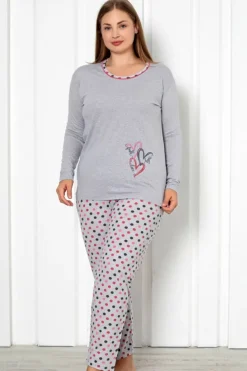 Clearance Bawełniana damska 2-częściowa piżama w kropki PLUS SIZE Piżamy