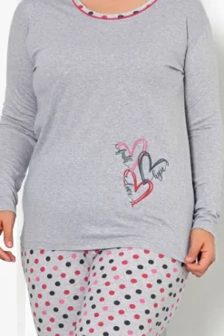 Clearance Bawełniana damska 2-częściowa piżama w kropki PLUS SIZE Piżamy