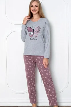 Best Bawełniana damska 2-częściowa piżama w motyle Piżamy
