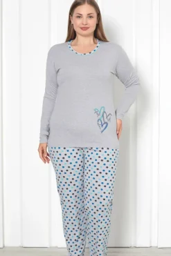 Clearance Bawełniana damska 2-częściowa piżama w kropki PLUS SIZE Piżamy