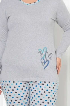 Clearance Bawełniana damska 2-częściowa piżama w kropki PLUS SIZE Piżamy