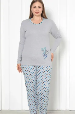 Clearance Bawełniana damska 2-częściowa piżama w kropki PLUS SIZE Piżamy