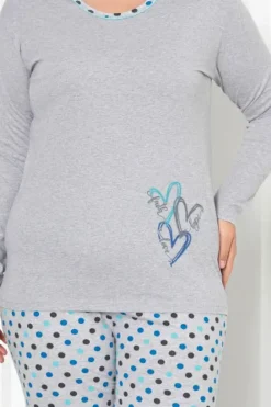 Clearance Bawełniana damska 2-częściowa piżama w kropki PLUS SIZE Piżamy