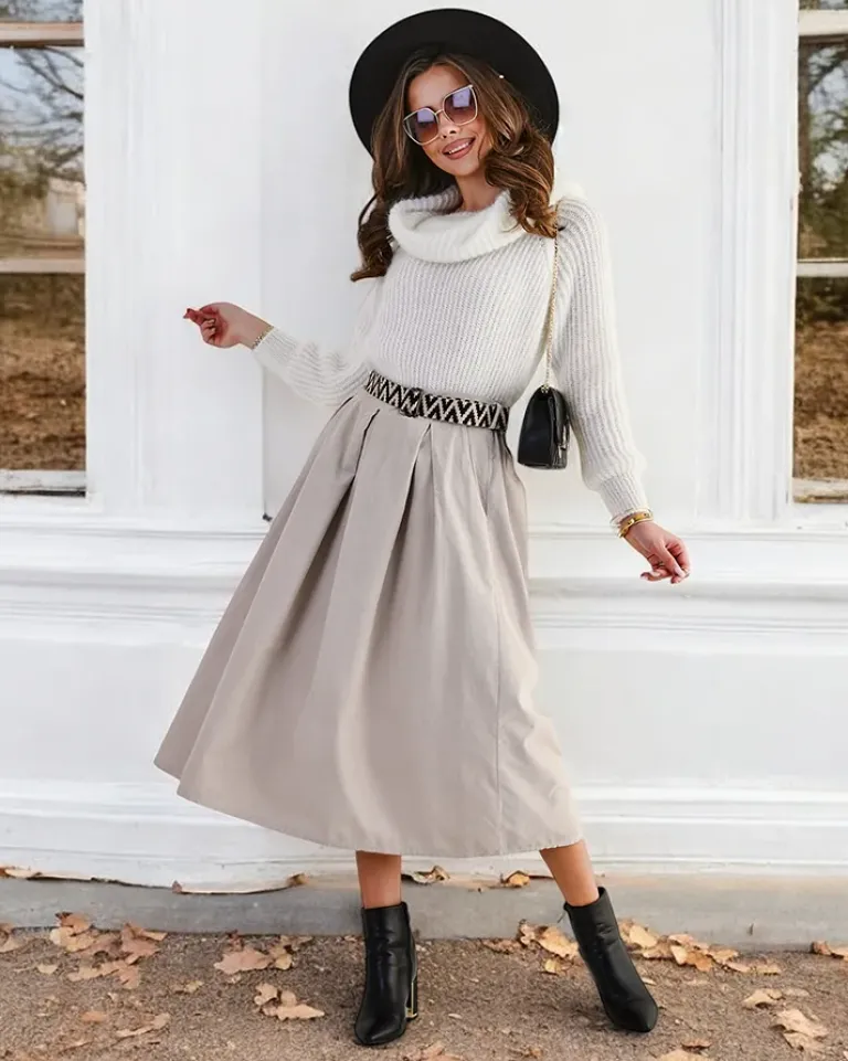 Bawełniana damska spódnica midi a'la sztruksowa Spódnice