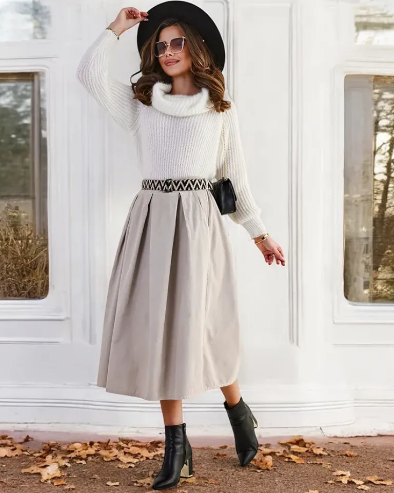 Bawełniana damska spódnica midi a'la sztruksowa Spódnice