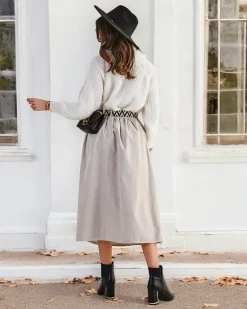 Bawełniana damska spódnica midi a'la sztruksowa Spódnice