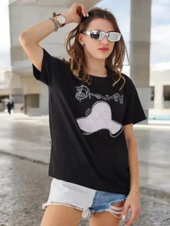 Sale Bawełniana damska bluzka z nadrukiem Bluzki / Koszule / Koszulki